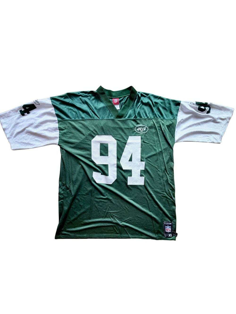 John Abraham New York Jets Jersey Mens XL Green NFL Football Reebok 94